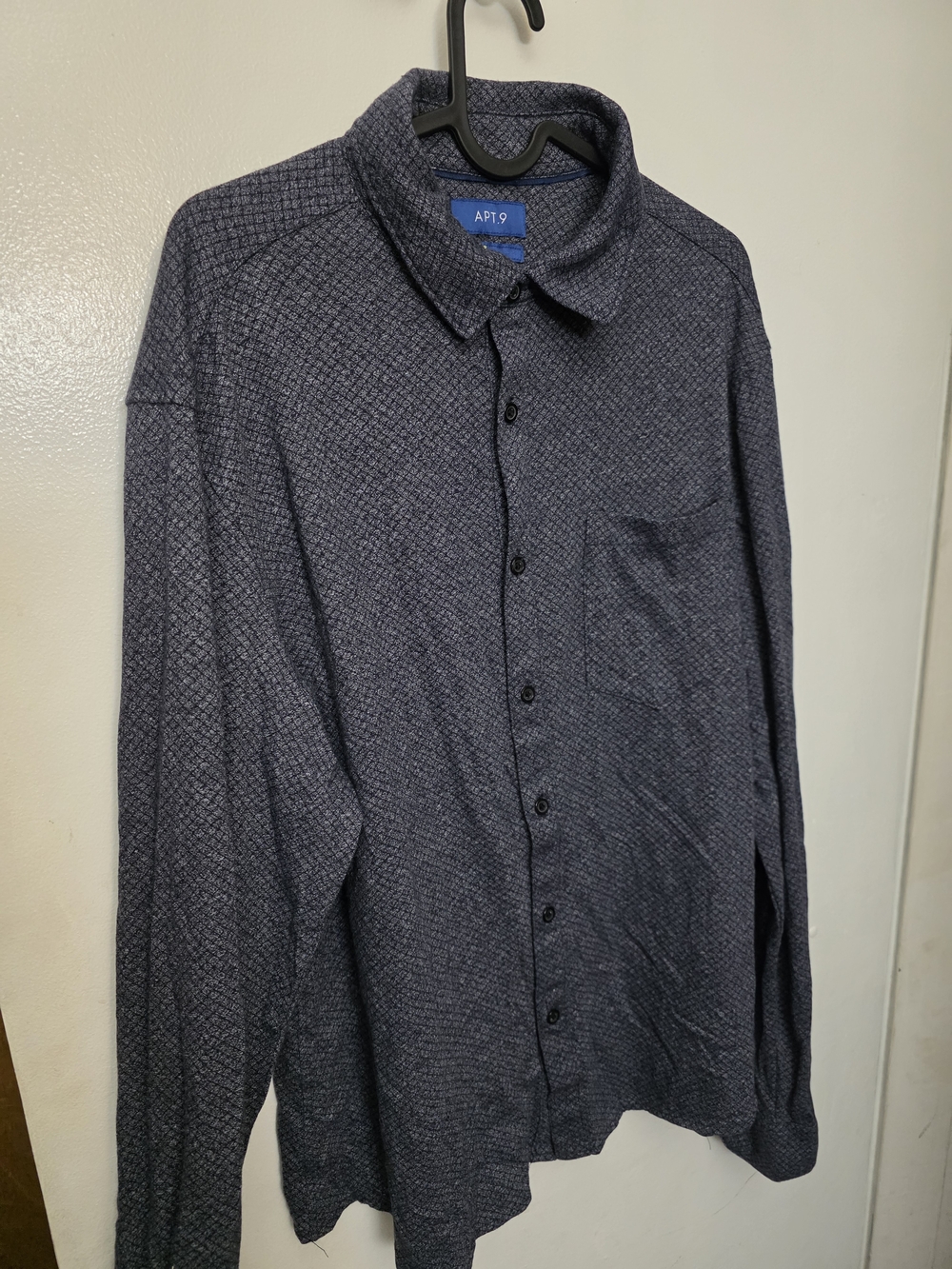 Apt. 9 Men's Dark Navy Micro-Pattern Button-Down Shirt